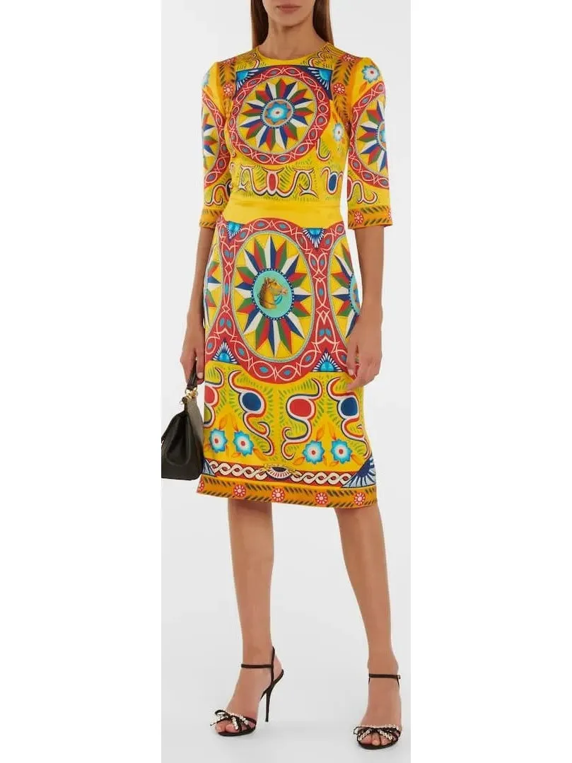 Women’s Carretto Print Dress in Yellow and Multicolor