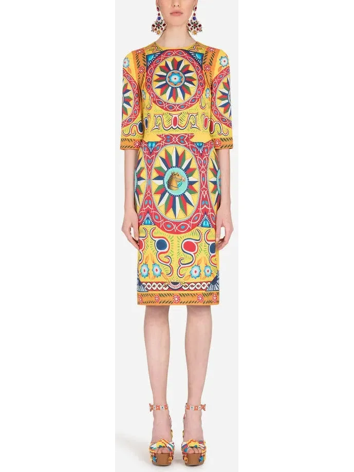 Women’s Carretto Print Dress in Yellow and Multicolor