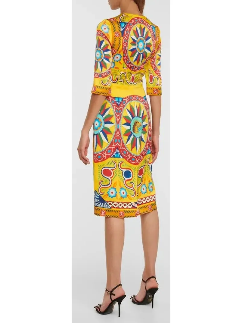 Women’s Carretto Print Dress in Yellow and Multicolor