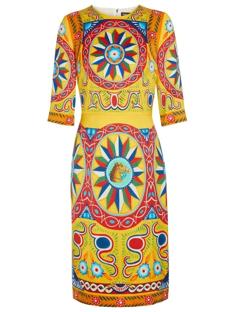 Women’s Carretto Print Dress in Yellow and Multicolor